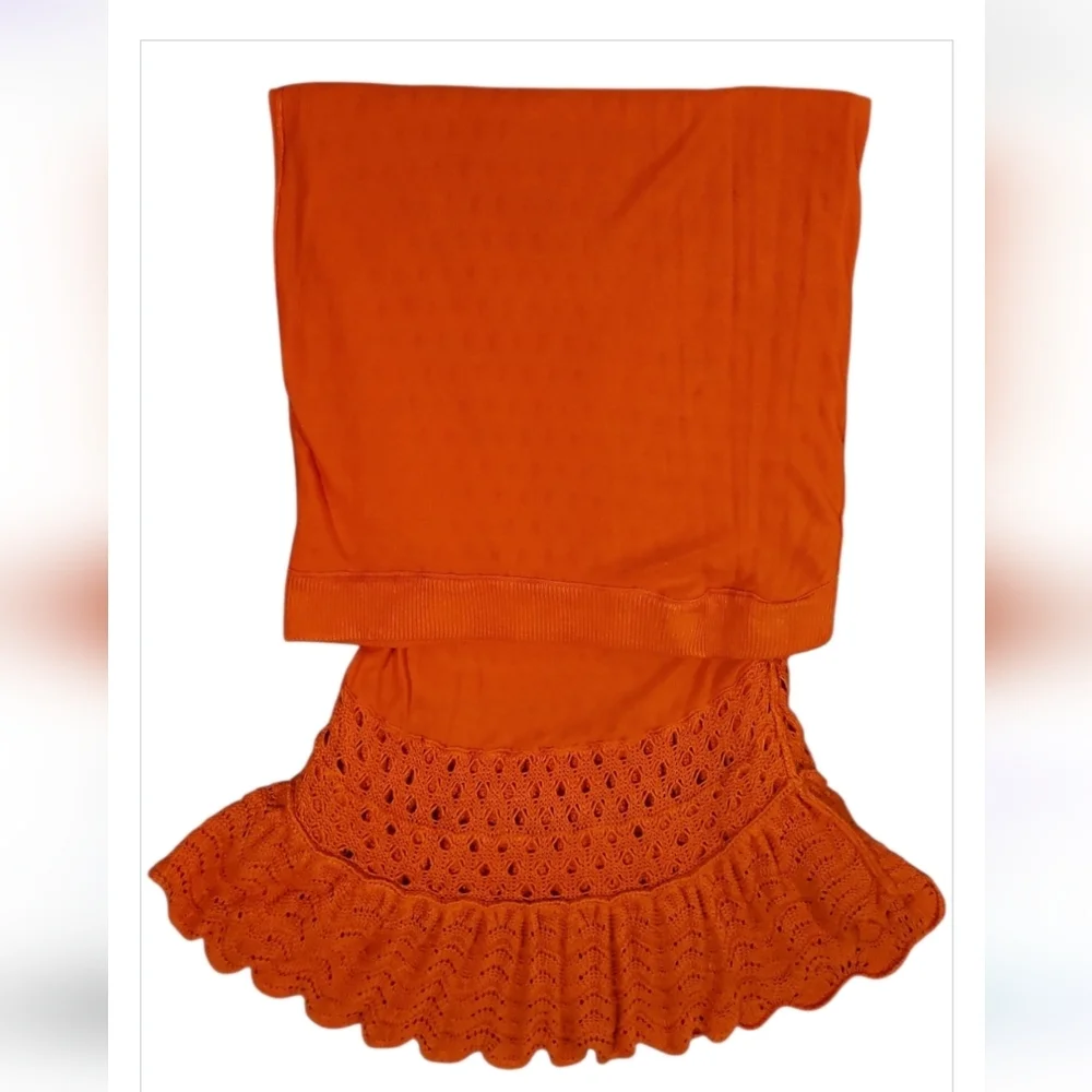 NWT Beach Riot Polly Crochet Maxi Swim Cover Up Skirt Orange L